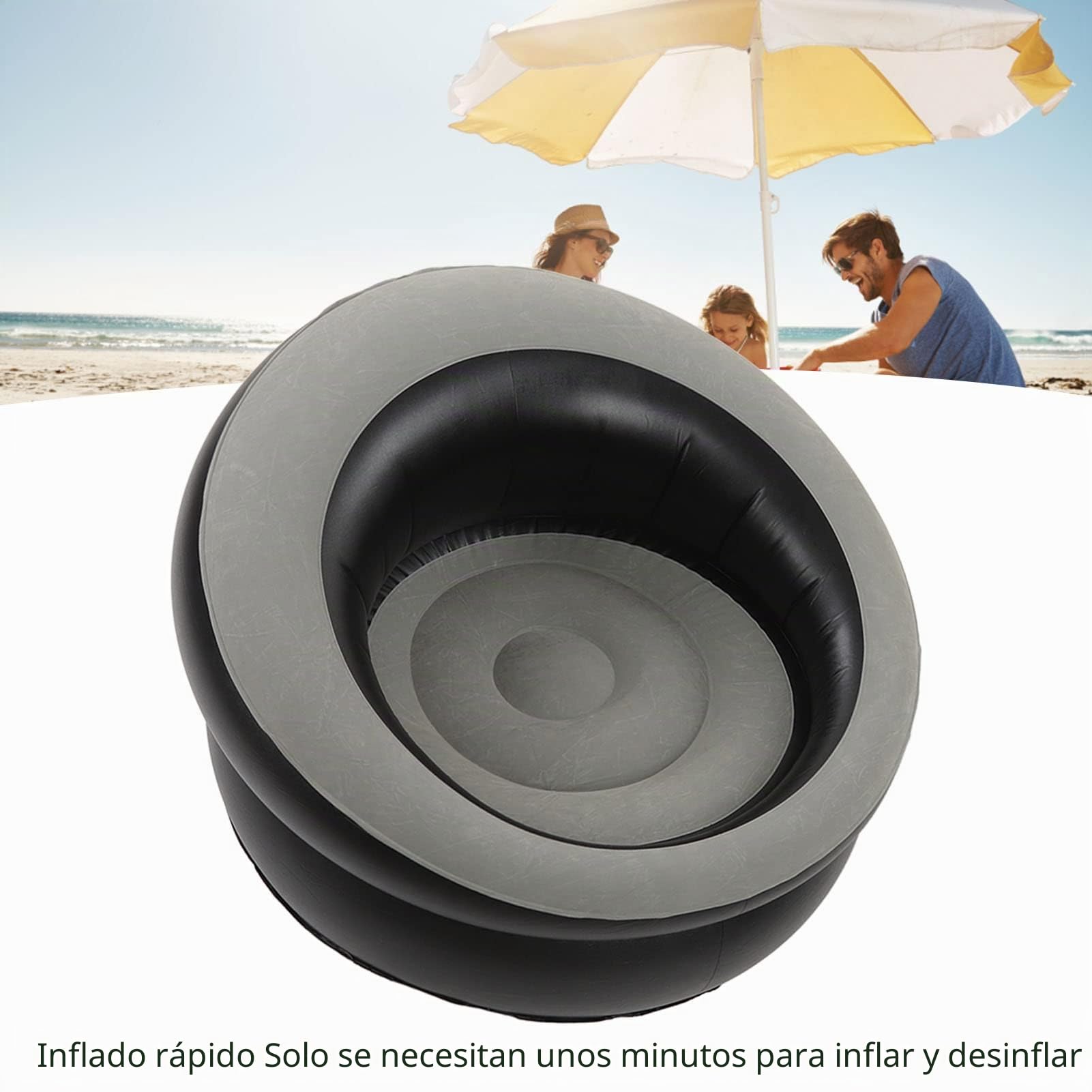Luqeeg Sofá Inflable, sofá de Aire Flocado, Sofás Inflables, Sillón Inflable para Sala de Estar, Dormitorio, Sala de Lectura, Oficina, Balcón, Camping, Viajes (Gris)