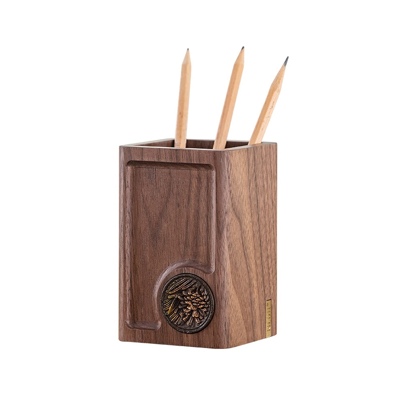 Bote para Pinceles Natural Wood Skin Holder Lápiz Organizador Lápiz Creativo Retro Sencillo Estudio Papeleria Oficina de Escritorio Lápices Titular (Nuez) contenedor para bolígrafos