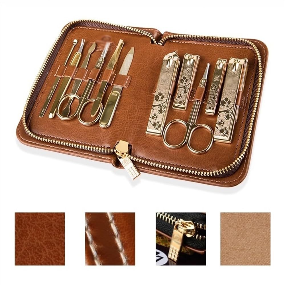 Zestaw do manicure pedicure 11 w 1, profesjonalny zestaw do manicure ze stali nierdzewnej z luksusowym etui ze skóry PU, zestaw do pielęgnacji paznokci dla mężczyzn