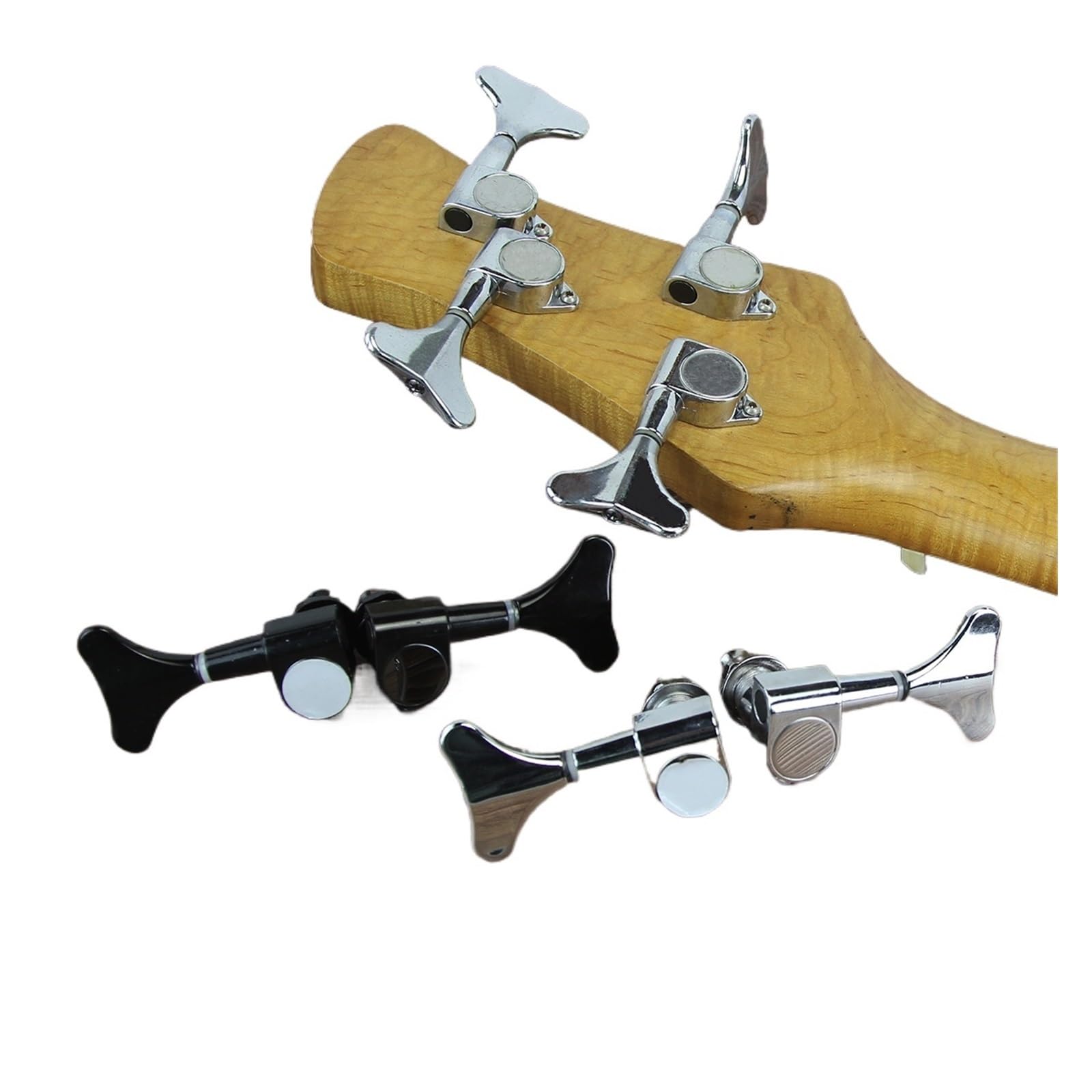 4 clavijas de bajo selladas 2L2R, afinadores de 4 cuerdas, clavijas de afinación(Black 2L2R)