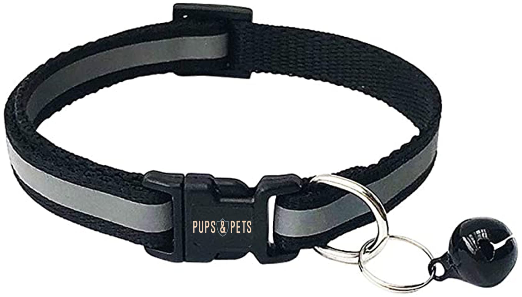 Pups&Pets Reflective Cat Collar with Bell Basic Dog Cat Collar Buckle Adjustable Nylon Cat Dog Collar Safe Pets Belt Small Size Quick Release and Breathable Collar 10 MM (Black Color) (B09ZVH7P9S) Amazon Price History, Amazon Price Tracker