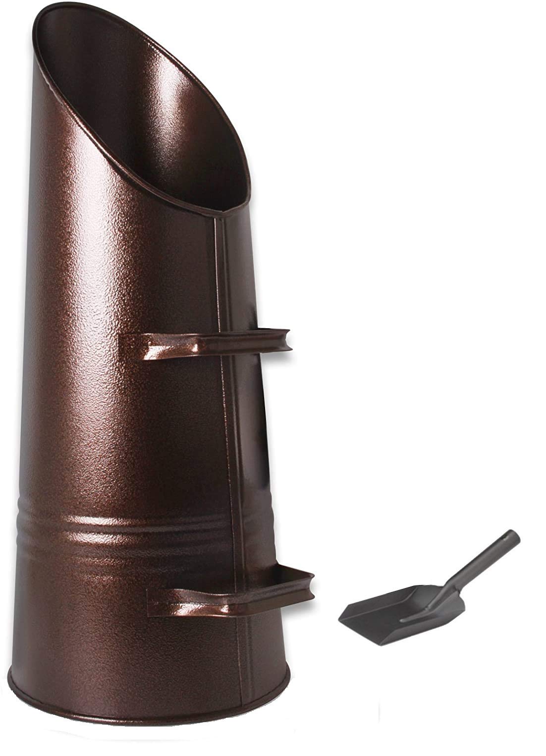 Srendi® Heavy Duty Anthracite 23" Coal Hod, Bucket Coal Scuttle Black Bronze Galvanised High Quality for Fireplace Fire Side Option with Shovel and Poker (Bronze/Oxy Coal Hod with Shovel)