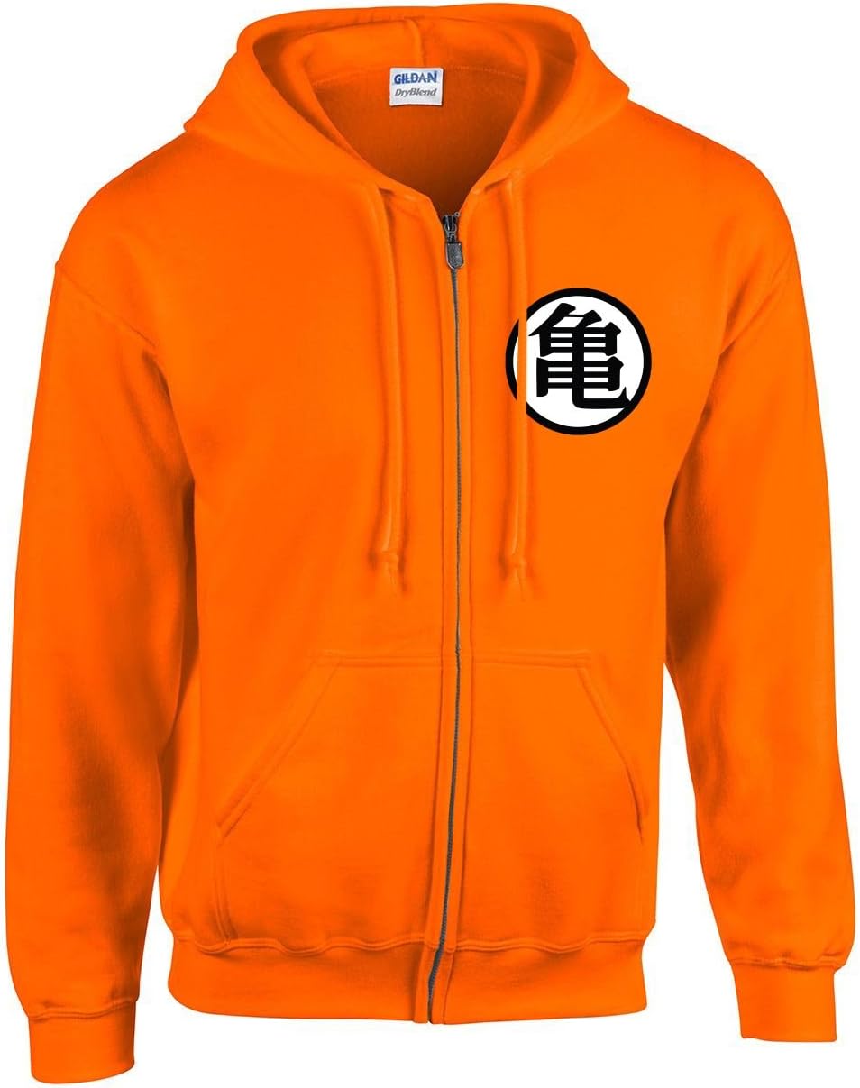 Dragon Ball Z Kame Symbol Orange Zip-Up Adult Hoodie