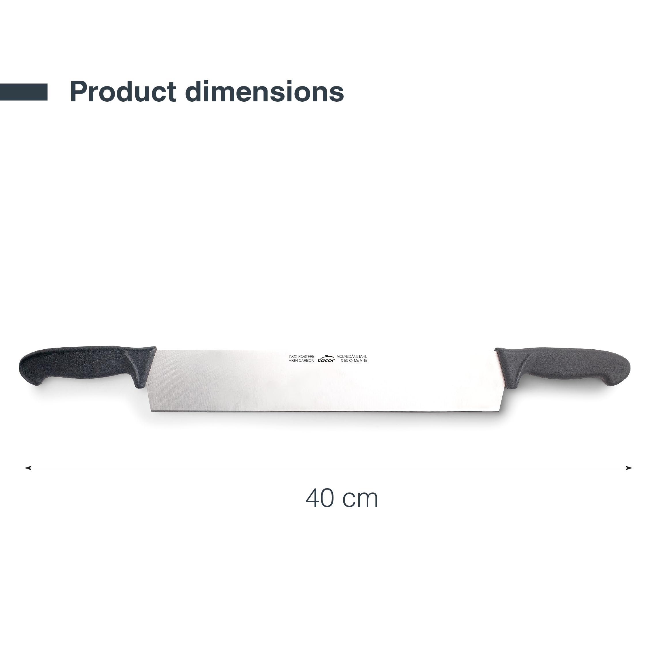 LACOR - 39101 - Couteau Fromage, Couteau à Fromage Professionnel, Lame Droite, Acier Inoxydable, Manche Ergonomique, 40 cm