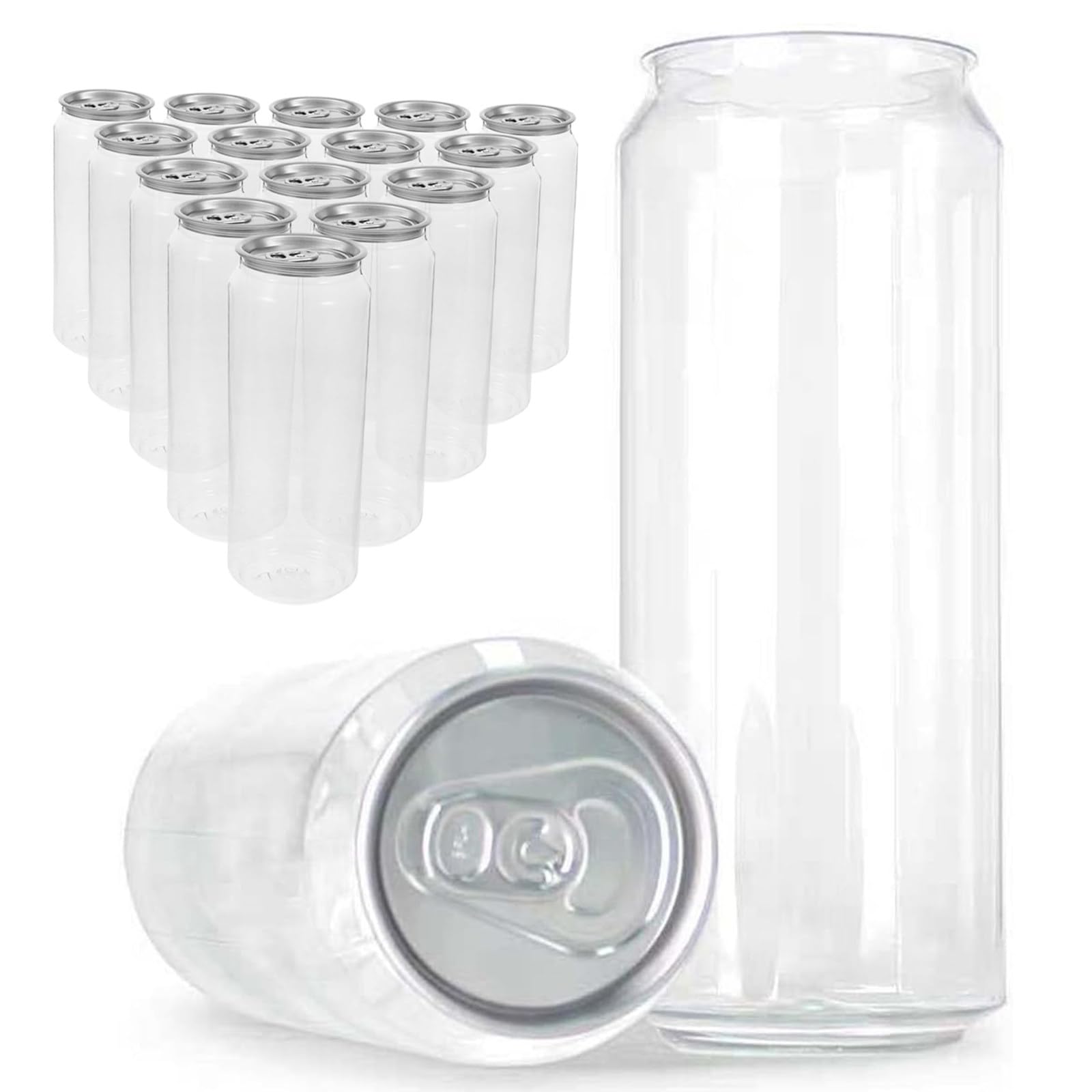 ZEEKYFOR 200Pcs Plastic Juice Bottles with Pop Can Caps Leakproof Empty Clear Bottles for Juice, Iced Tea, Beverage, Smoothie, for Soda Can Sealer Machine 650ml/22oz