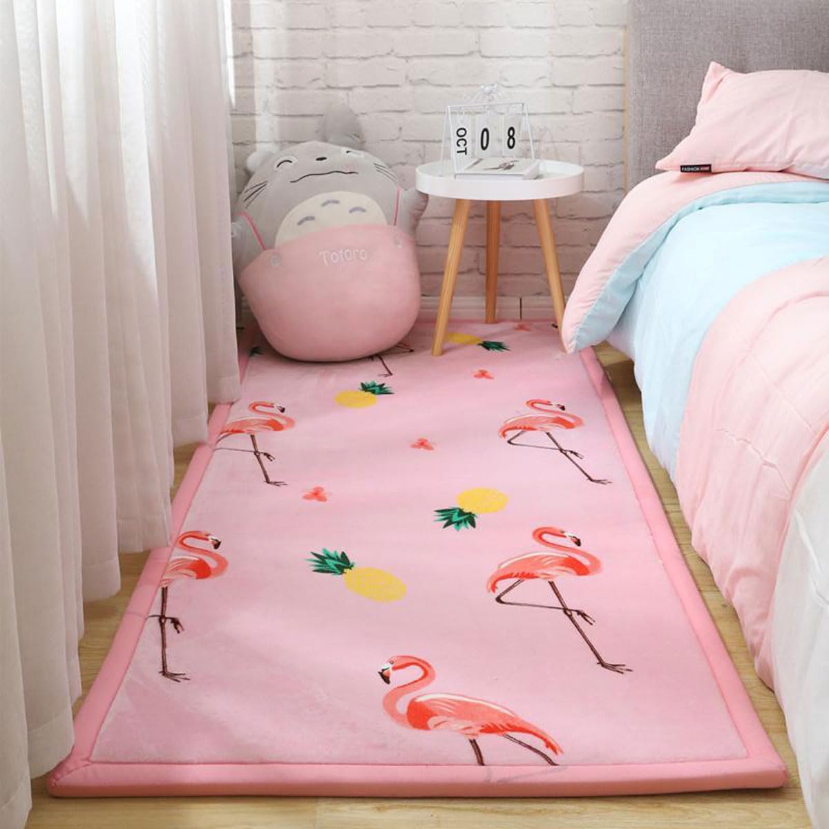 Baby-Spielmatte, Krabbelmatte Kinderteppich, Rechteckig, Größen, Tatami-Yogamatte-pink Bottom Flamingo-200 * 260cm
