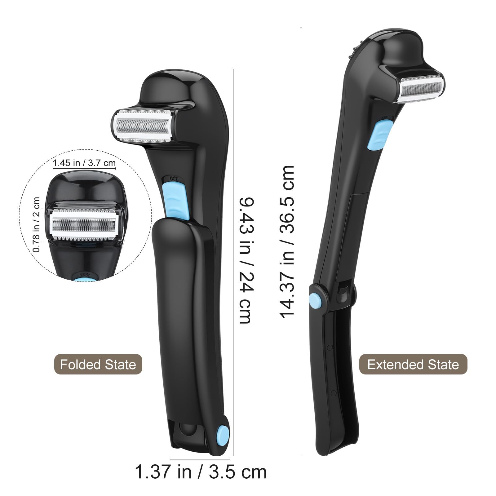 Depiladora Eléctrica Afeitadora Corporal Portátil sin Cables Negra para Espalda para Depilación Fácil y Confiable para Hombres Cuidado Personal en Viajes y Uso Diario