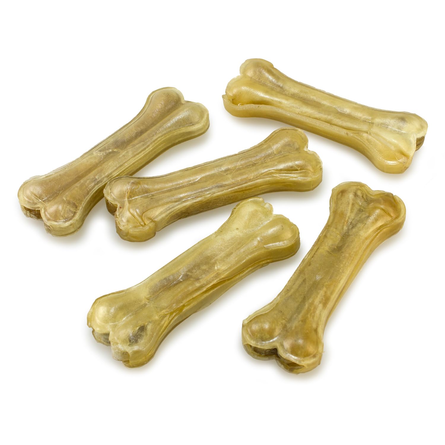 Osso Pressato in Pelle Bovina 11 cm 25 Unità per Cani Rinforza i Denti Masticabile