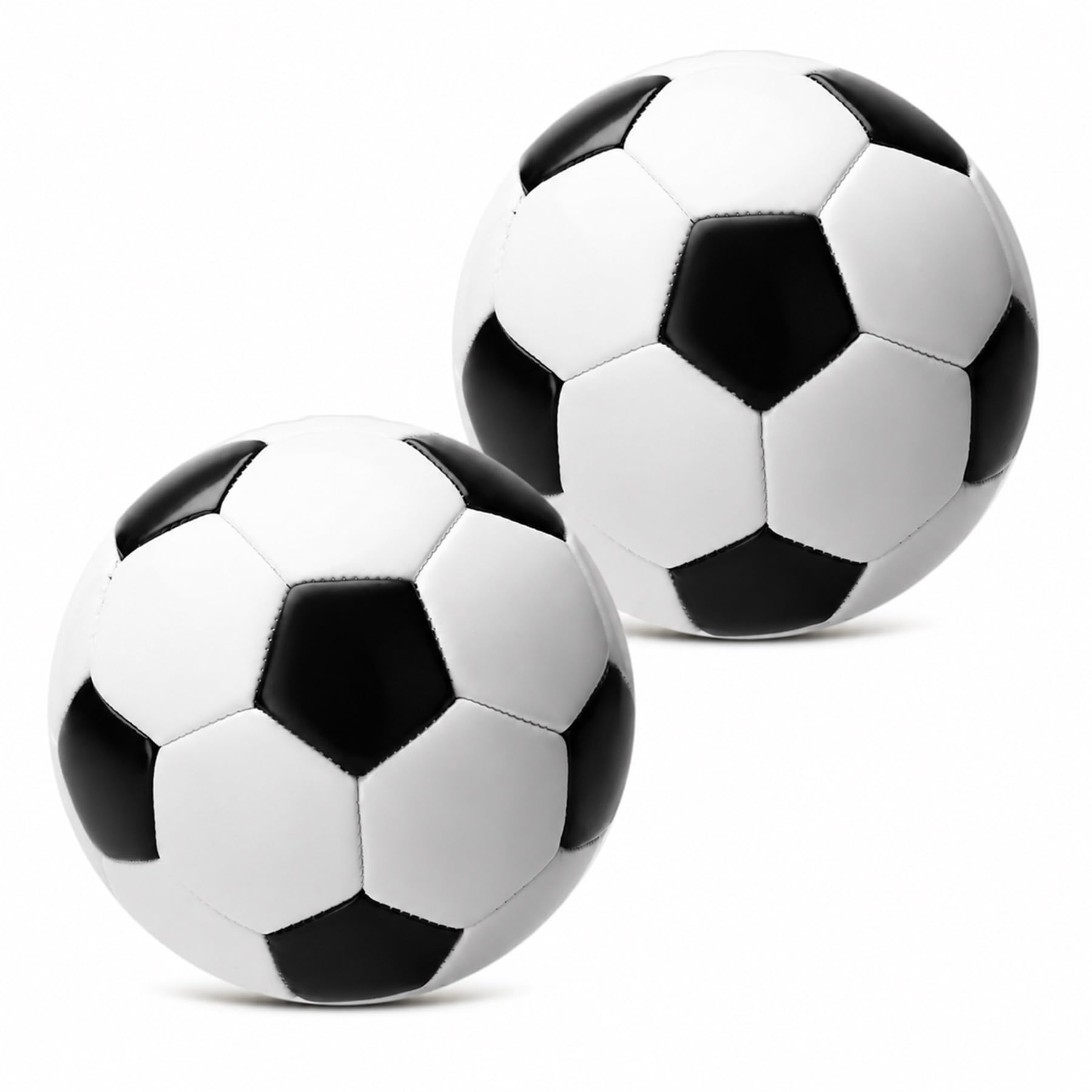 Pallone da calcio misura 3 con pompa e borsa, confezione da 2, classico bianco e nero, durevole per uso interno/esterno, ottimo regalo per bambini, ragazzi e adulti