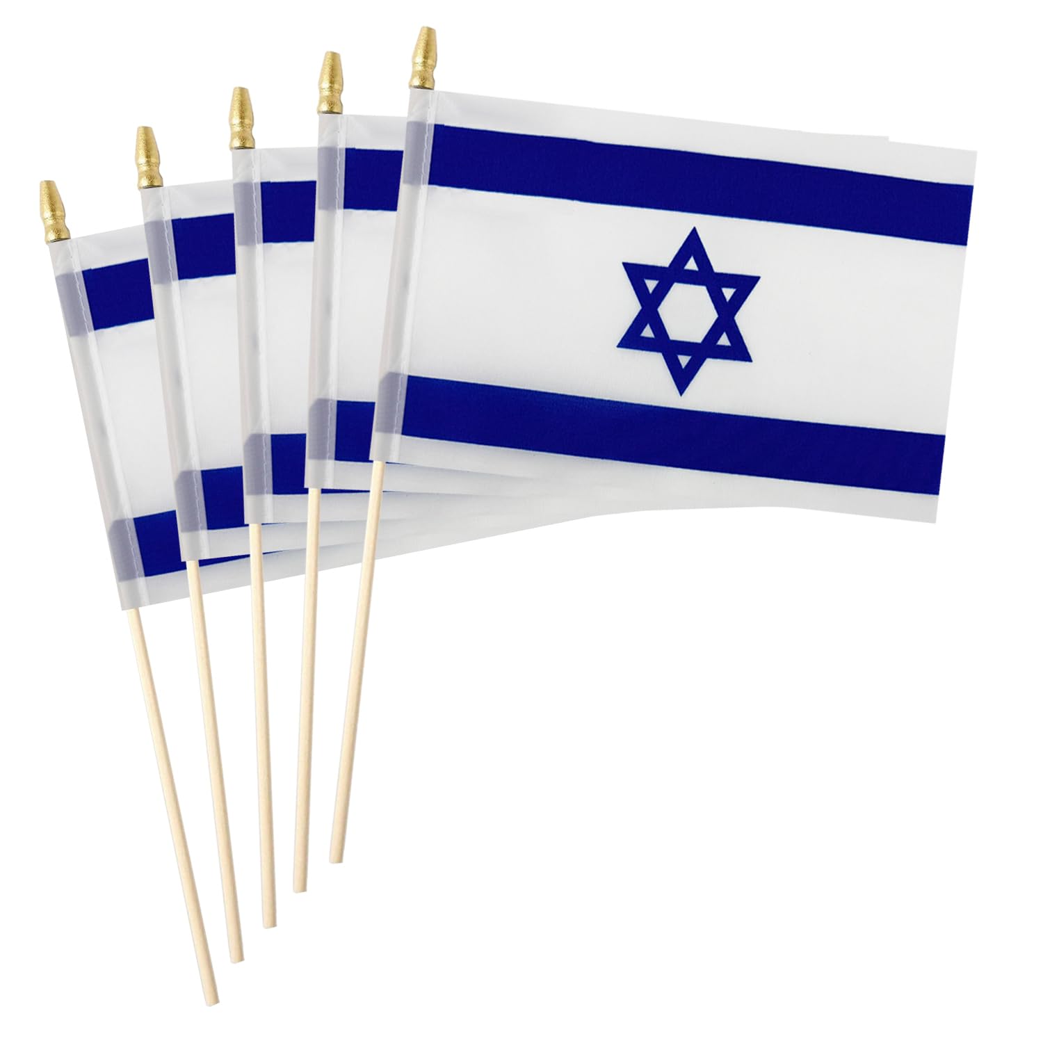 5 Pack Country Small Mini Wood Hand Held Stick Flag,Suitable For Various Holiday Parties, World Cup, National Day, And National Flag Day. (Israel)