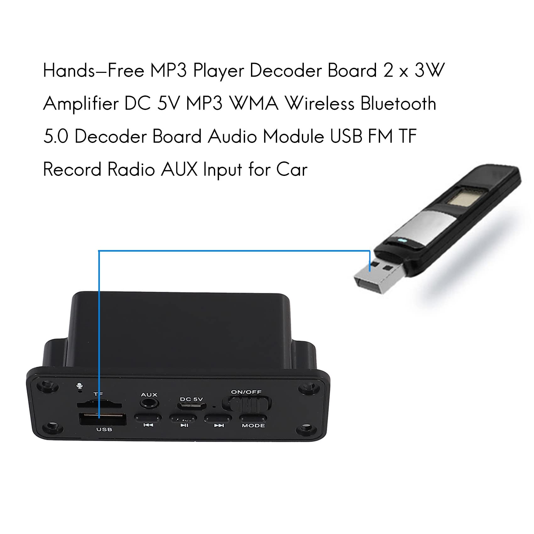 Scheda Decoder MP3 Bluetooth, Amplificatore 2x3W, Radio FM, Ingresso USB/SD, DC5V