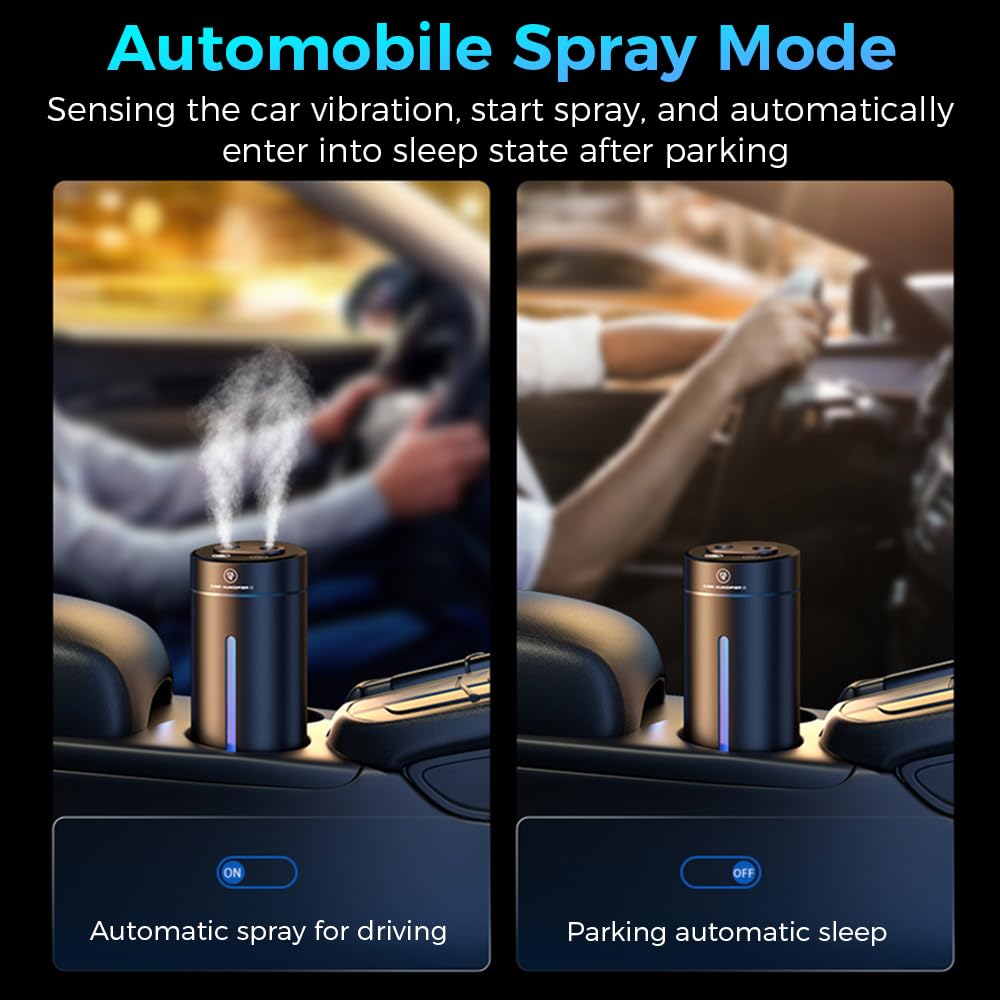 Diffusore Aromi Per Auto Senz'Acqua - 380ml, 7 LED Multicolore, Ricaricabile, Con Oli Essenziali