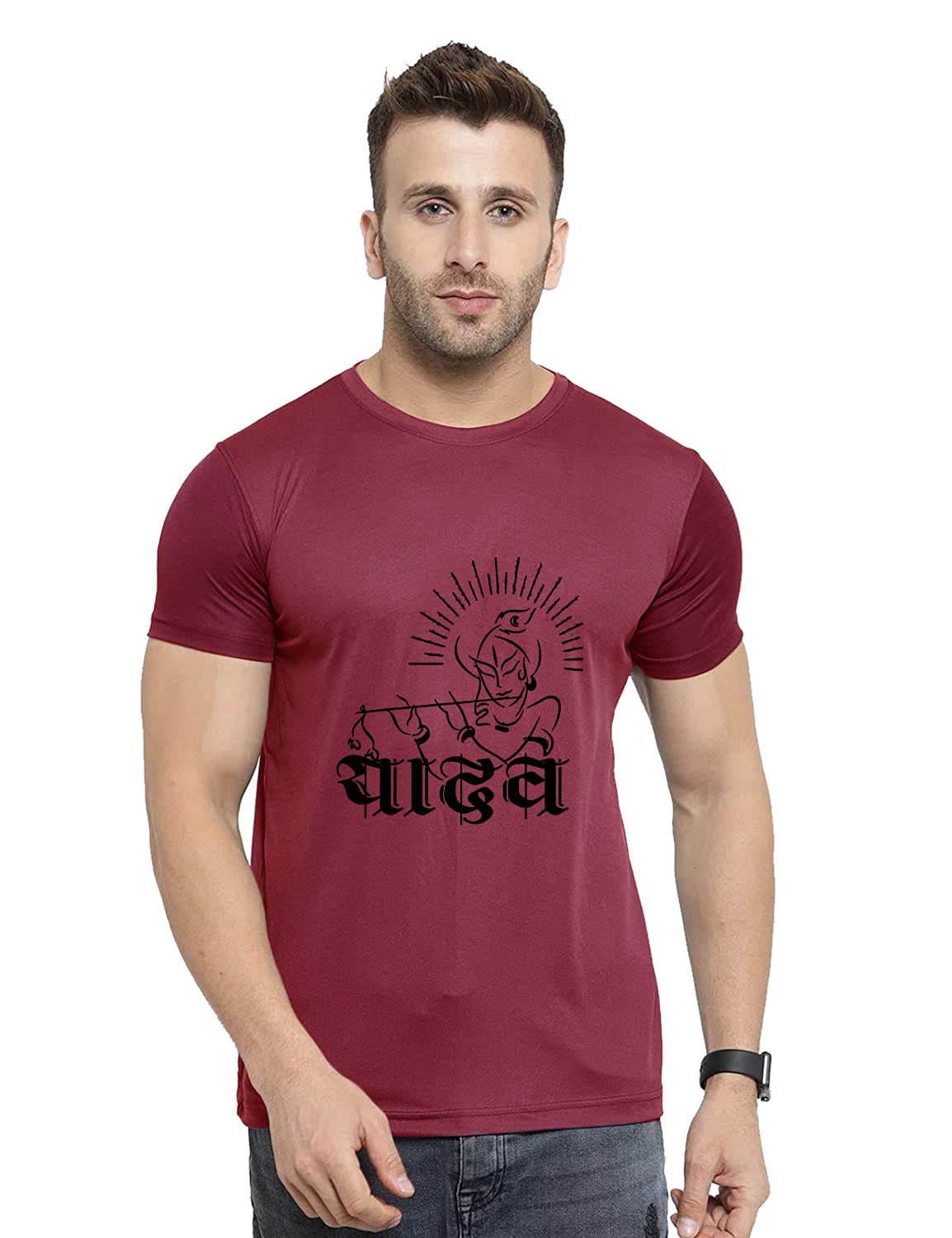 Men's Regular Fit Printed Polyester Dri-Fit Tshirt