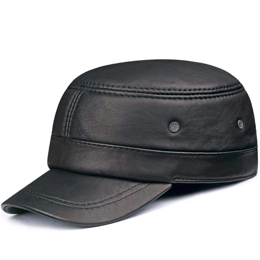 Cappello in Vera Pelle, Berretto Militare in Pelle da Uomo Autunno e Inverno