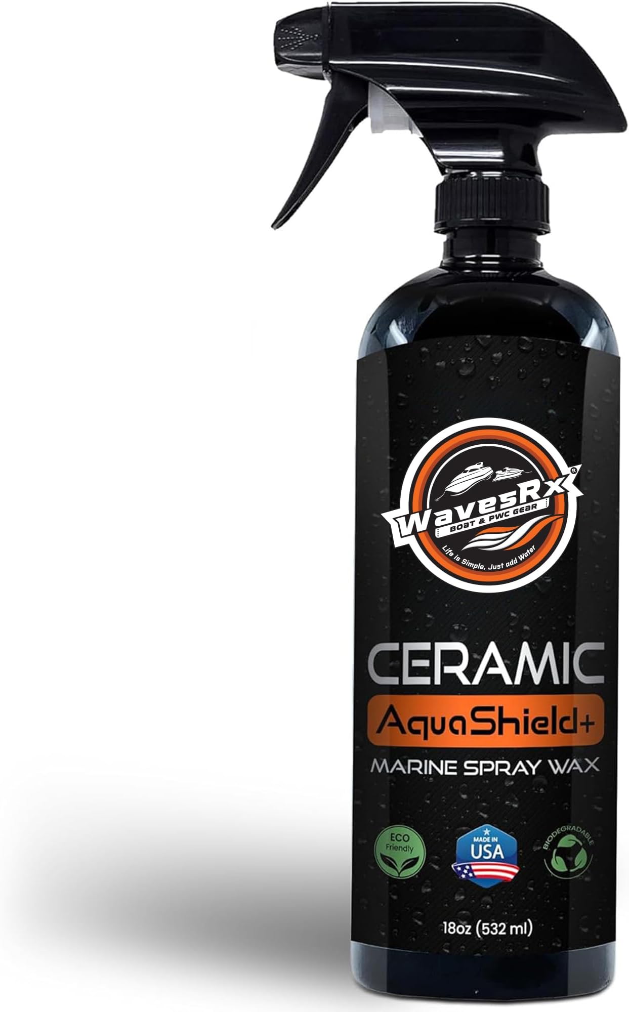 WavesRx High-Performance Ceramic Spray Coating for Boats & Jet Skis (AquaShield+) | Marine Grade SiO2 Sealant Protects from Salt, Contaminants & UV Damage | Fast Wax Silicon Dioxide Hydrophobic Polish