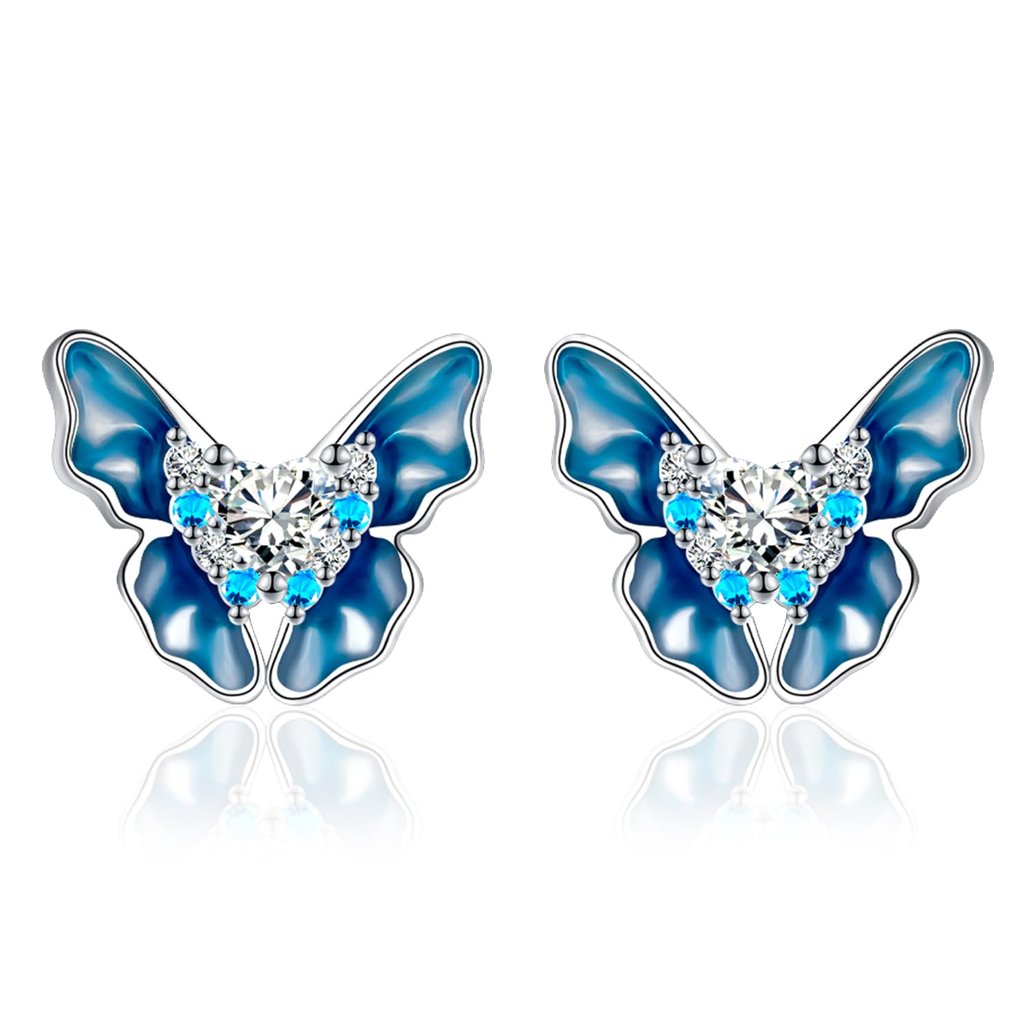Yinsen Pendientes de Mariposa para Mujer Plata de Ley 925, con Pendientes de Circonita para Mujer y Niñas, Regalos para Mujeres Niñas
