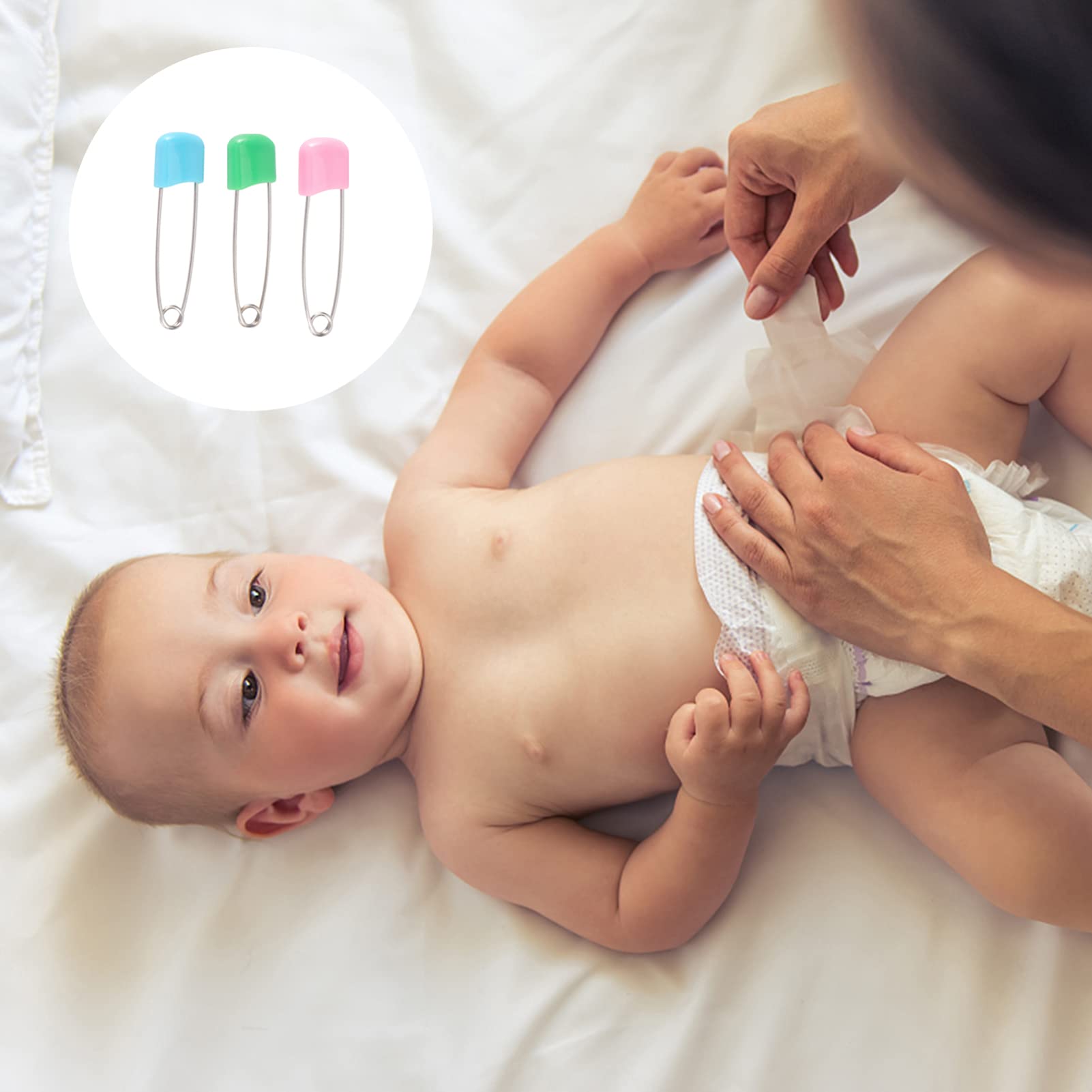 SEWACC 12pcs Diaper Pins Stainless Steel Safety Pins for Newborns Reusable Cloth Diapers Random Color