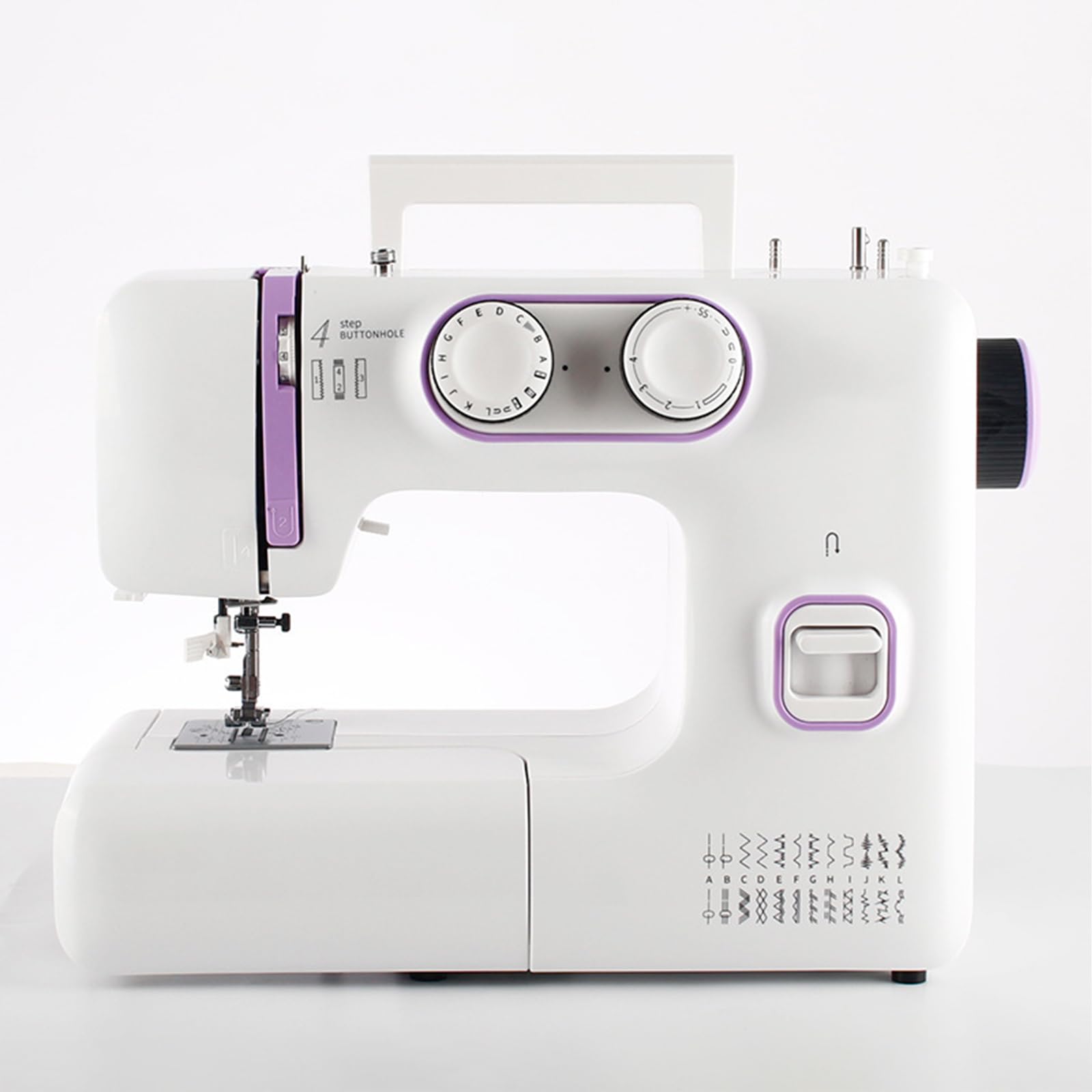 Eléctrica Portátil Máquina de Costura de 24 Agujas, Multifuncional Maquina Coser con Luz LED, Pequeña Máquina de Coser para Principiantes(Size:13.38 * 5.9 * 11.41in,Color:púrpura)