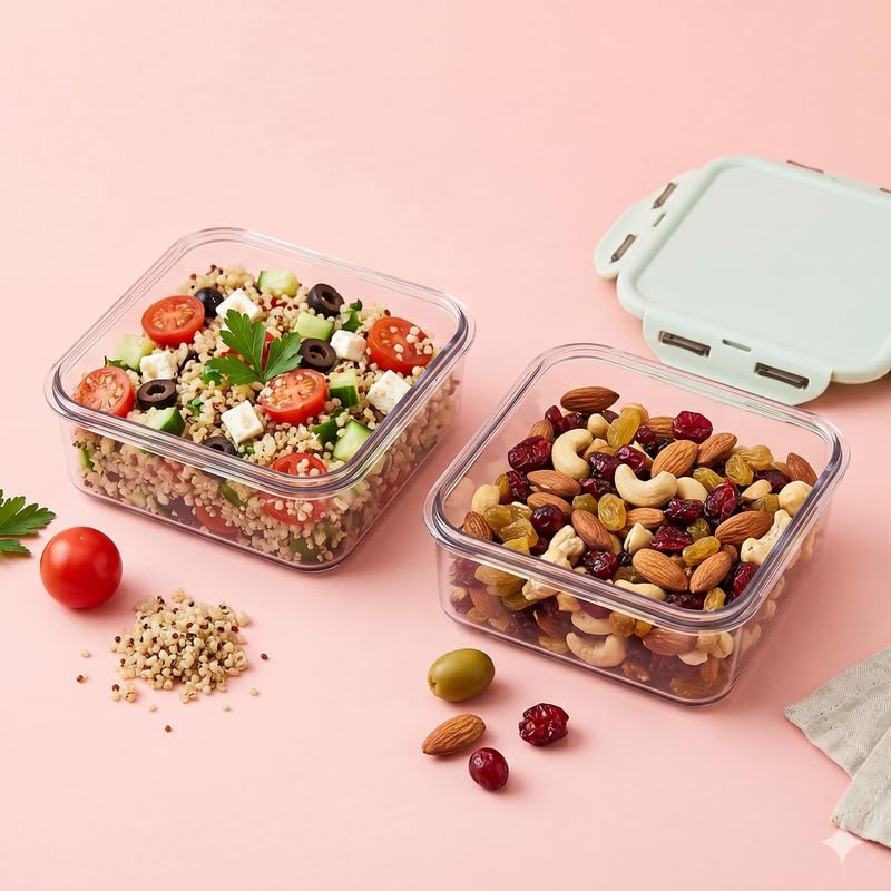 Image of LocknLock 870ml Food Storage Containers (Pack of 2) | Airtight, Leakproof, BPA-Free Plastic Boxes | Stackable Kitchen Containers for Meal Prep, Fridge & Pantry Storage
