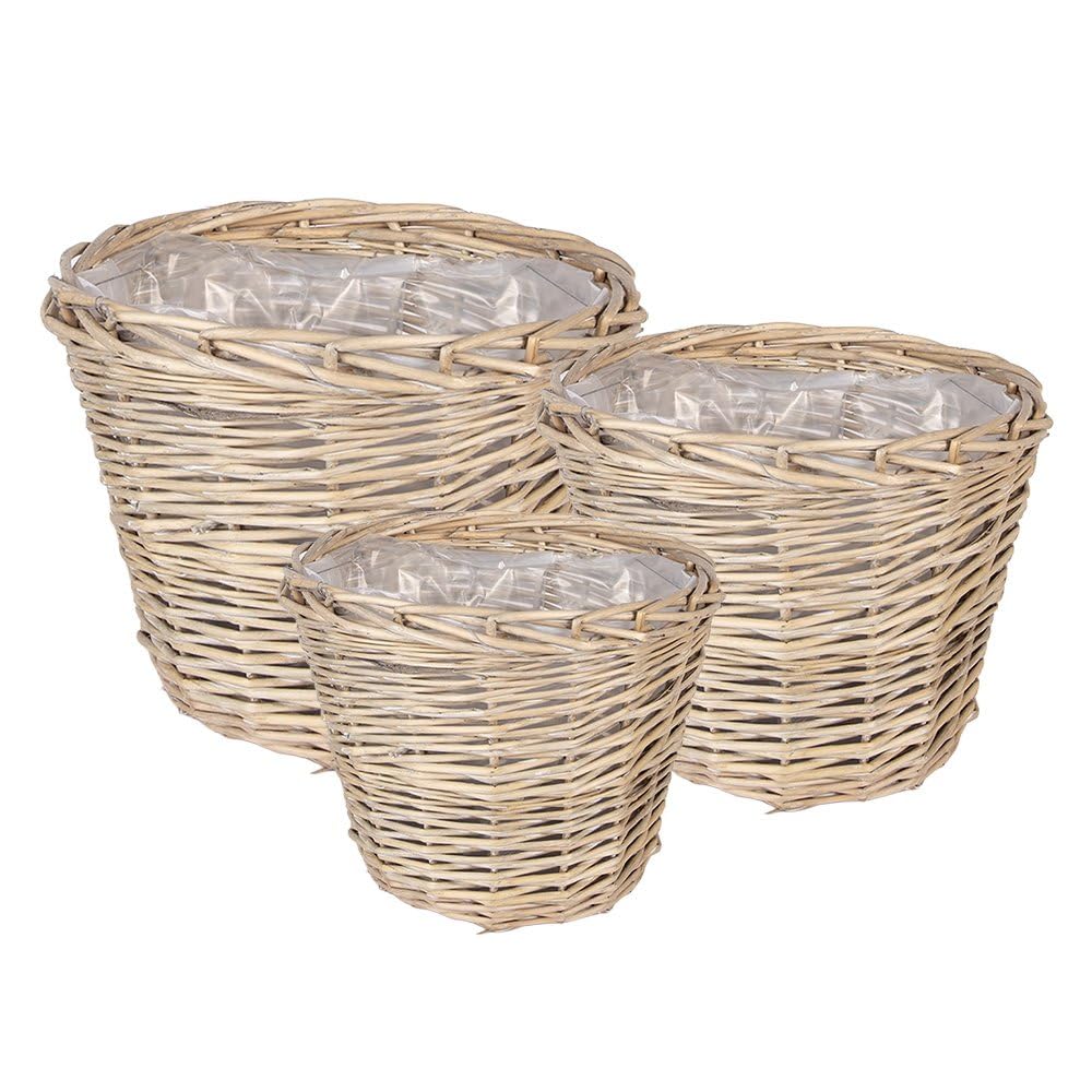 Lot de 3 Cache-pots en Rotin, Décoration Intérieure, Beige, 3 Tailles