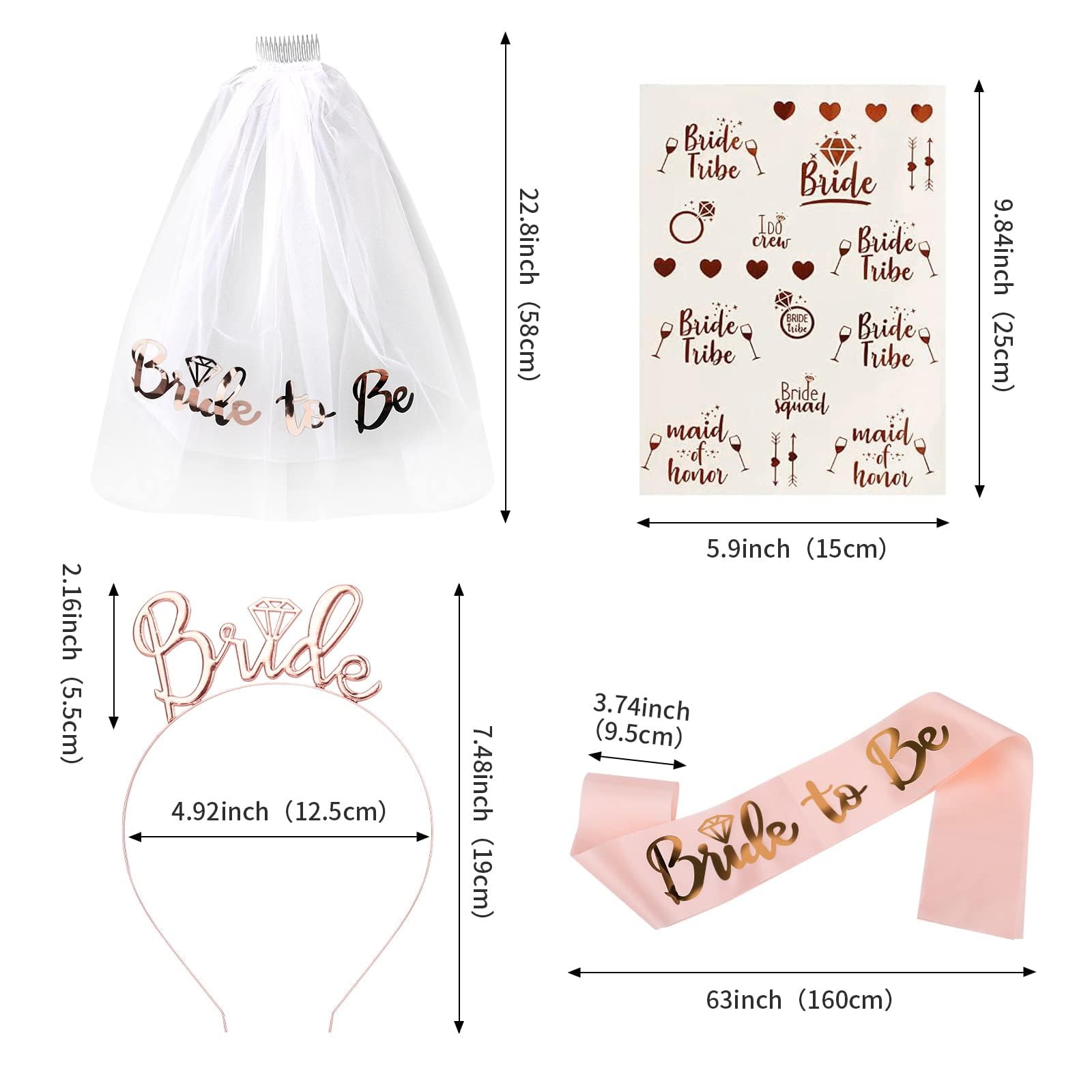 Lot De 11 écharpes Bride To Be Alledomain | 1 Blanche "Bride To Be" + 10 Noires "Bride Tribe" | Satin, Inscriptions Dorées | Pour EVJF, Décoration Mariage