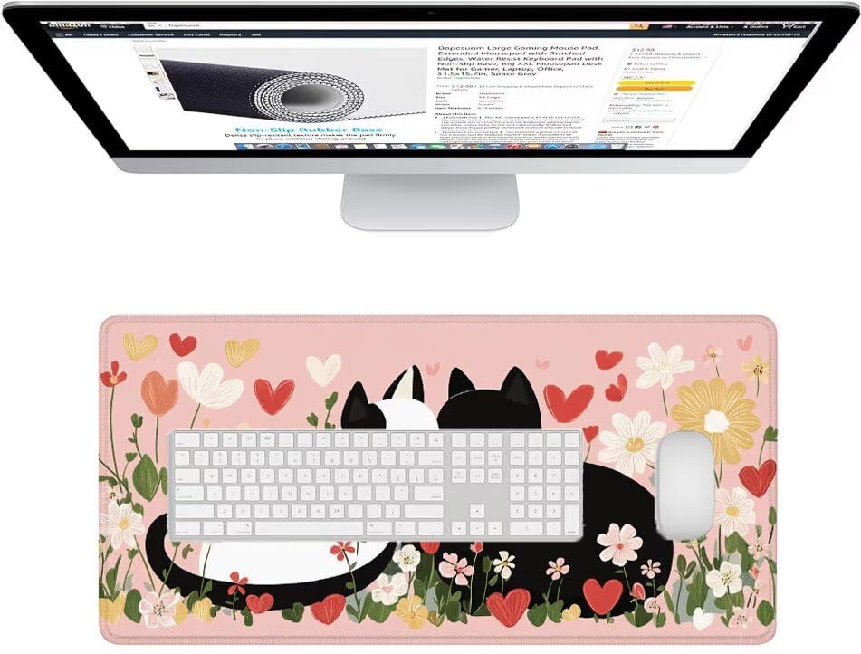 Tapis de souris XXL fleurs pour décorer et organiser un bureau gamer - 3