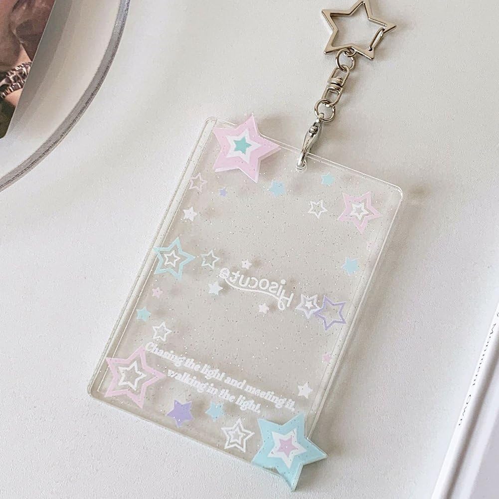Lot De 4 Porte-Cartes Photo Star, Porte-clés Transparents Y2k, en Acrylique, Mignons, pour Album Photo