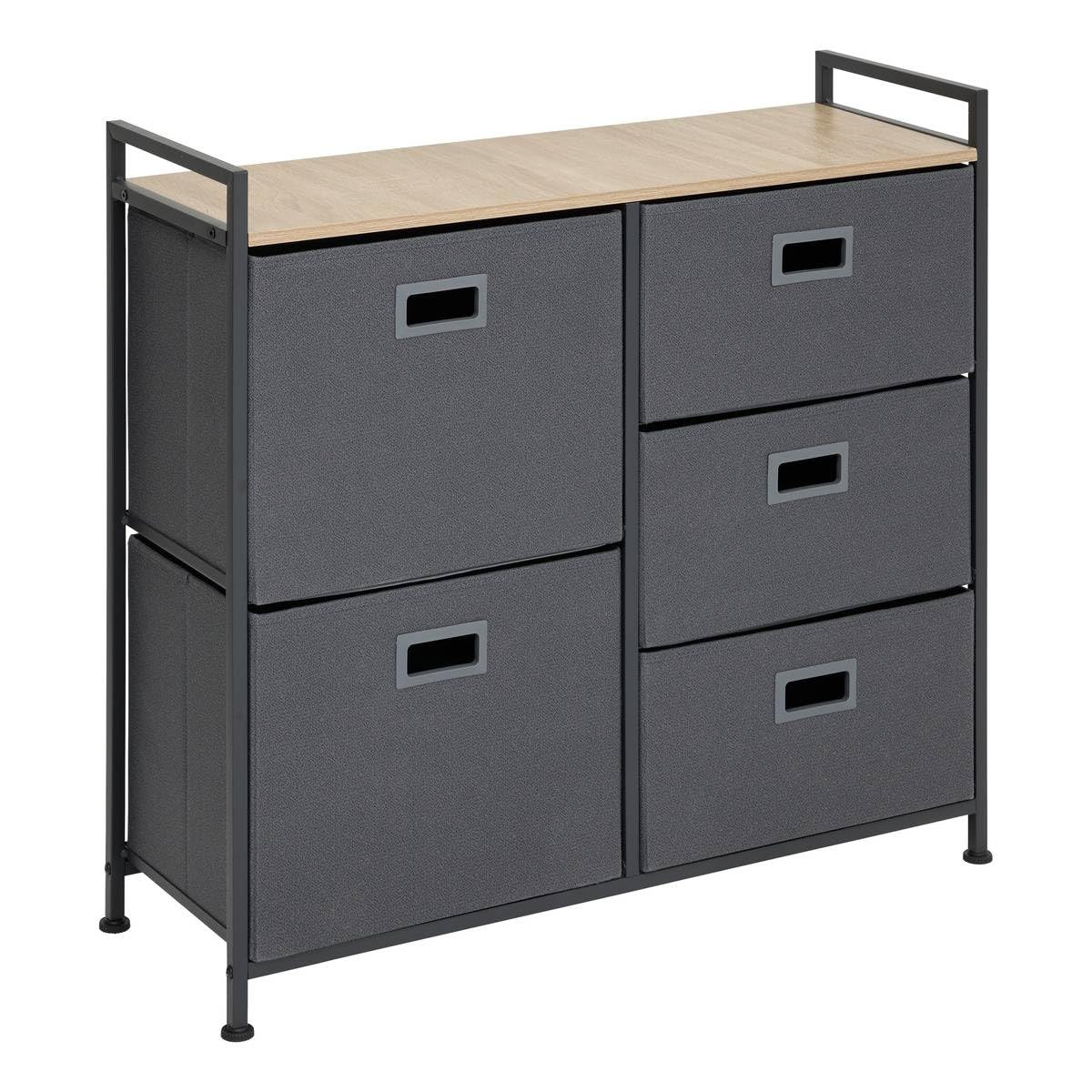5 Five Simply Smart Grey 5 Drawer Storage Unit Charcoal