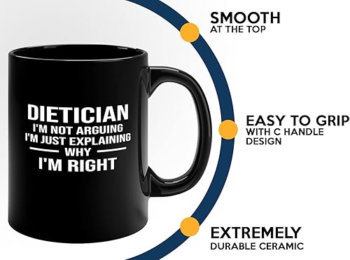 Miniatura 5 de Taza de café dietista de 11 onzas, color negro, dietista derecho, regalo dietista registrado, nutricionista, dietista, nutricionista clínico,