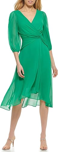 DKNY womens Chiffon Sleeve Sheath Dress With Keyhole
