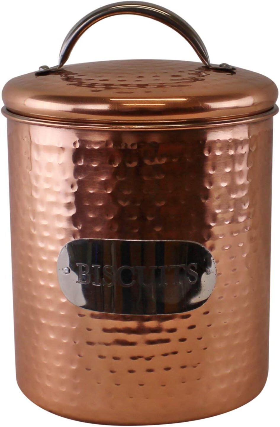 Hammered Copper Metal Kitchen Food Storage Tin Canister Pot (Biscuit