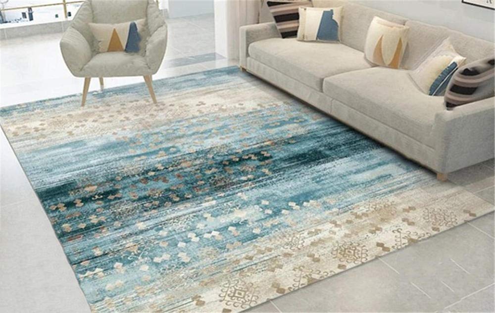 Grand tapis de chambre bleu gris dégradé 60x120cm rugHome