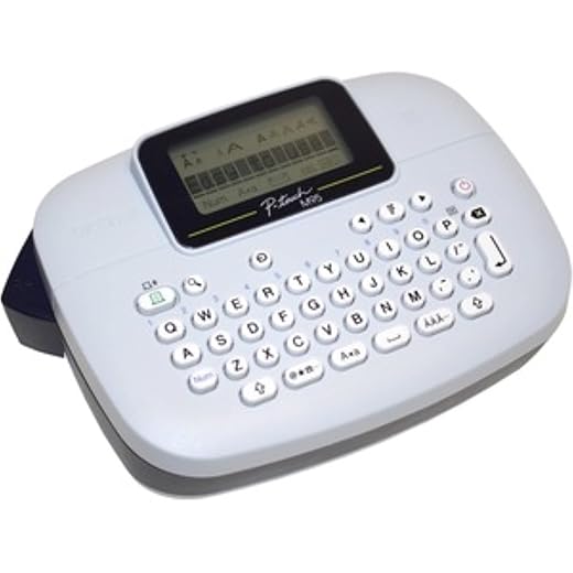 Brother P-Touch, PTM95, Handy Label Maker, 9 Type Styles, 8 Deco Mode Patterns, Navy Blue, Blue Gray