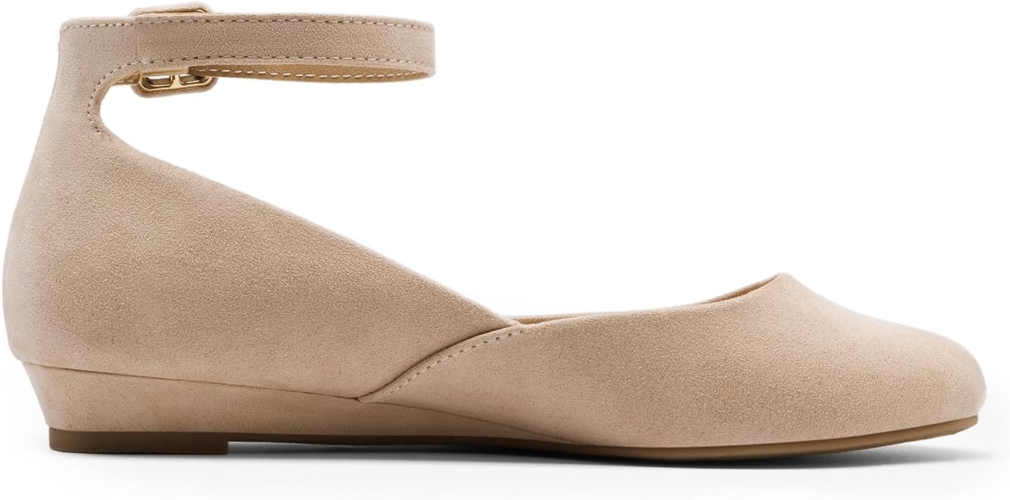DREAM PAIRS Women's Dress Flats Ballet Low Wedge Round Toe Ankle Strap Comfortable Casual Flats Shoes - Image 3