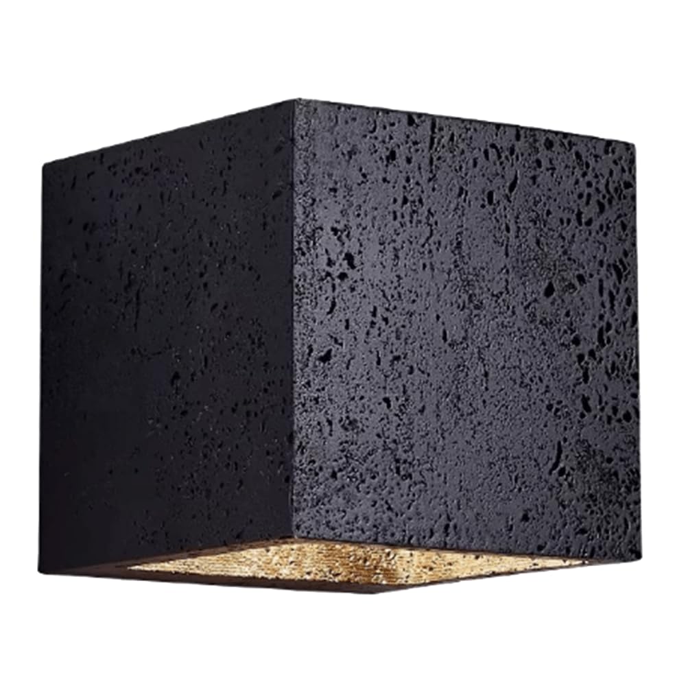 SHUANGZ Black Travertine Wall Sconce Modern Square Wall Light Natural Stone Sconce Bedroom Reading Wall-Mounted Lamp Lighting for Bathroom Living Dining Room Kitchen Hallway Wall Lamps