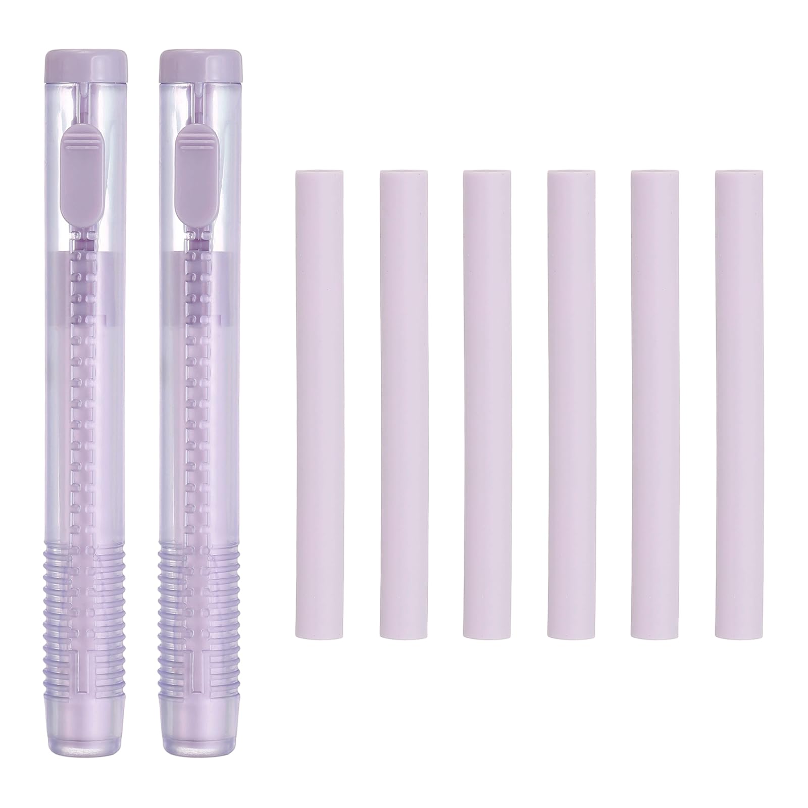 PATIKIL 8 Pack Erasers, Sliding Retractable Eraser Push Pull Cute Pencil Erasers Soft Large Easy to Clean with Plastic Sleeve for Sketching Drawing Artists Teacher Pencils, Purple TPE