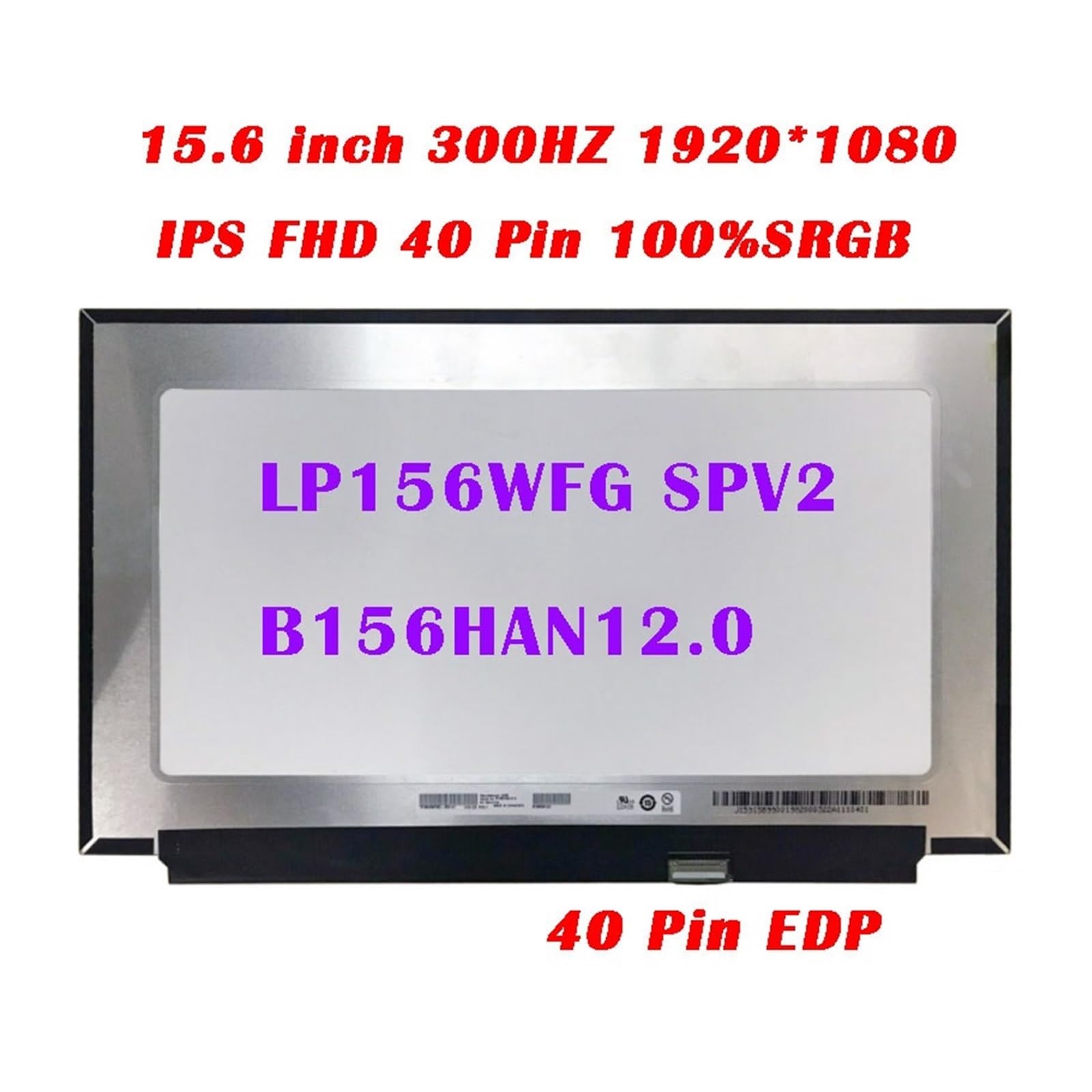 Schermo Da Gioco Da 15,6 Pollici 300Hz LP156WFG SPV2 B156HAN12.0 Schermo LCD For Laptop IPS FHD 100% SRGB 40 Pin Di Ricambio, Accessori For Laptop