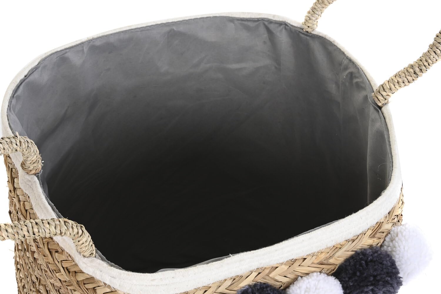 Cesta Set 3 Fibra Algodon 41x37x36 Pompon Natural 37x41x36 cm