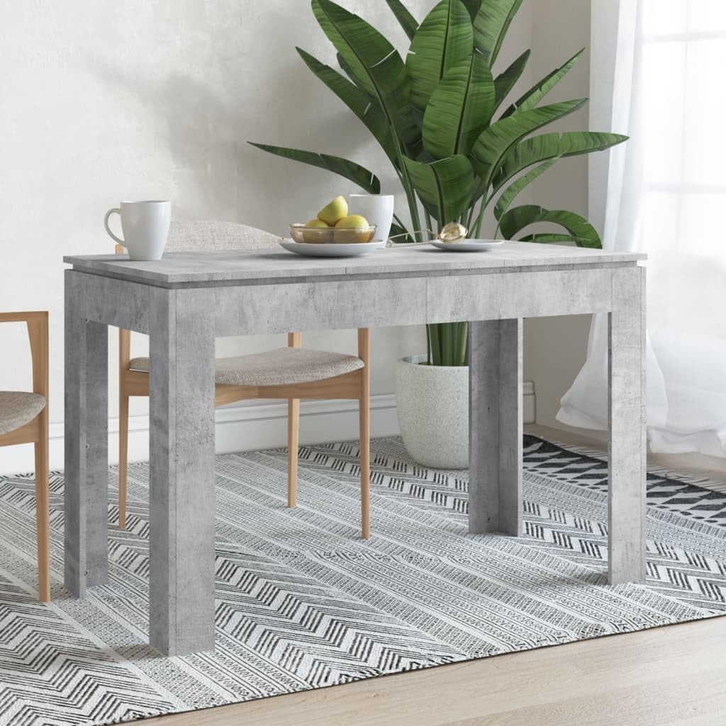 Table de salle à manger pour salon - 120 x 60 x 76 cm - Gris béton - Matériau bois - Minimaliste - Résistant à l'humidité - Table à manger robuste pour collations, vases