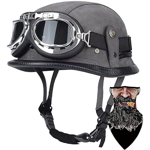 YLXD Retro Jet Helmet Adult Open Face Jet Helmets Motorcycle Helmets With Sun Visor Vintage For Lightweight Breathable Moped Helmets Men Women Street ECE Certification D,XXXL63~65CM Cover