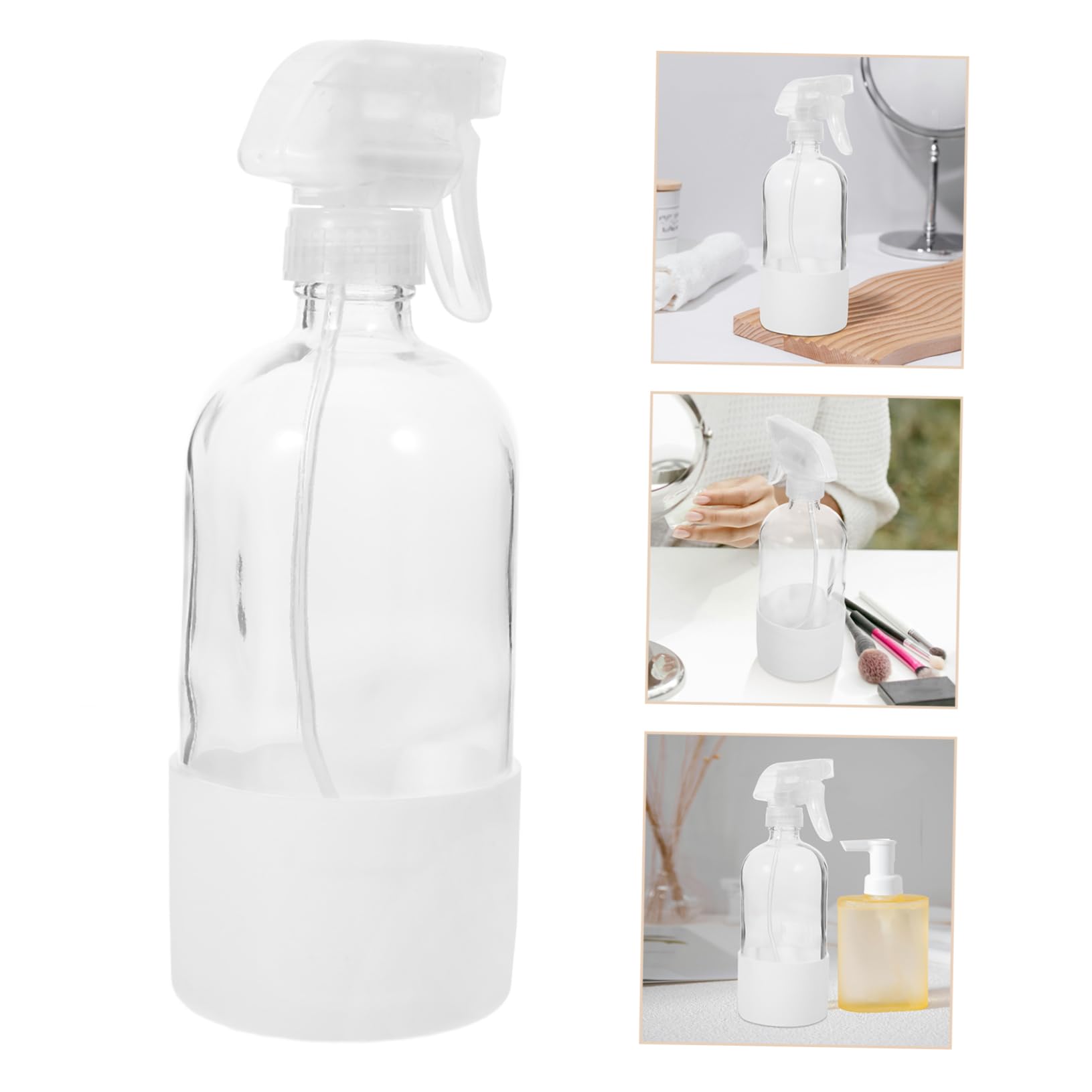 Vaporisateur à Brume Fine 500ml en Verre, Flacon Pulvérisateur Blanc