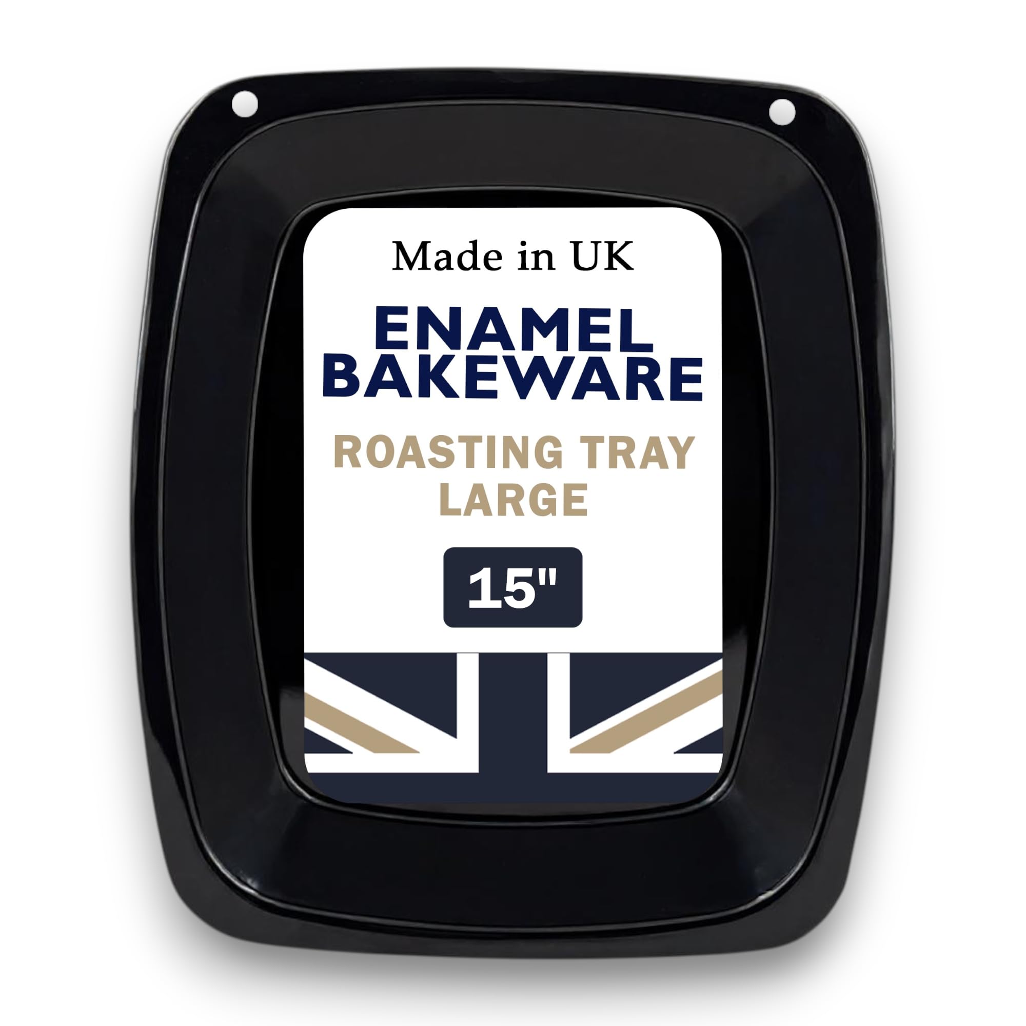 Samuel Groves Black Great British Bakeware 38Cm Vitreous Enamel Extra Large Turkey Roasting Tray, Uk Made, Heavy Duty Vitreous Enamel Bakeware, Roasting Tin, Baking Pan, Baking Tray