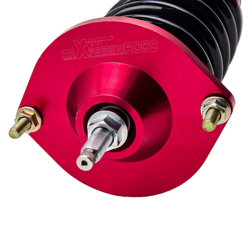 maXpeedingrods 4 Lots de Hauteur Ajustable Damper Réglable Coilover Kit de Suspension Amortisseurs Combinés Filetés Struts pour Mazda Miata MX5 NA NB 1989-2005 Rouge