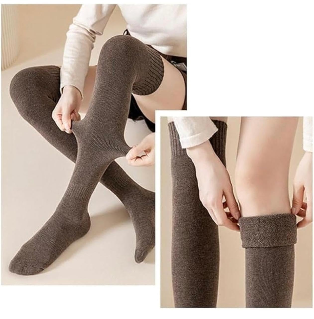 SHOPSPHERE Warm Wool Thigh High Socks for Women | Knitted Thick Thermal Winter Long Socks | Knee High Leg Warmers & Boot Cuffs 1