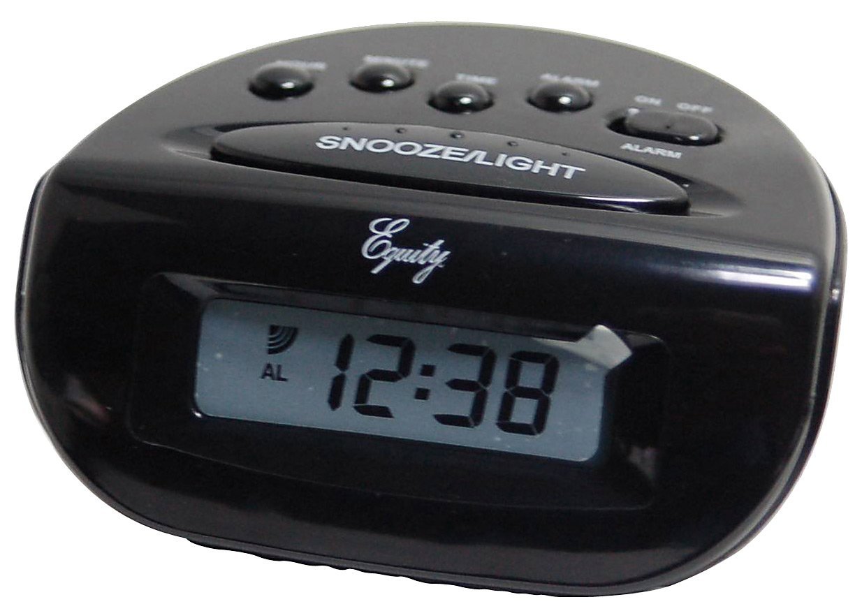 Equity 31003 LCD Snooze Alarm Clock, Black