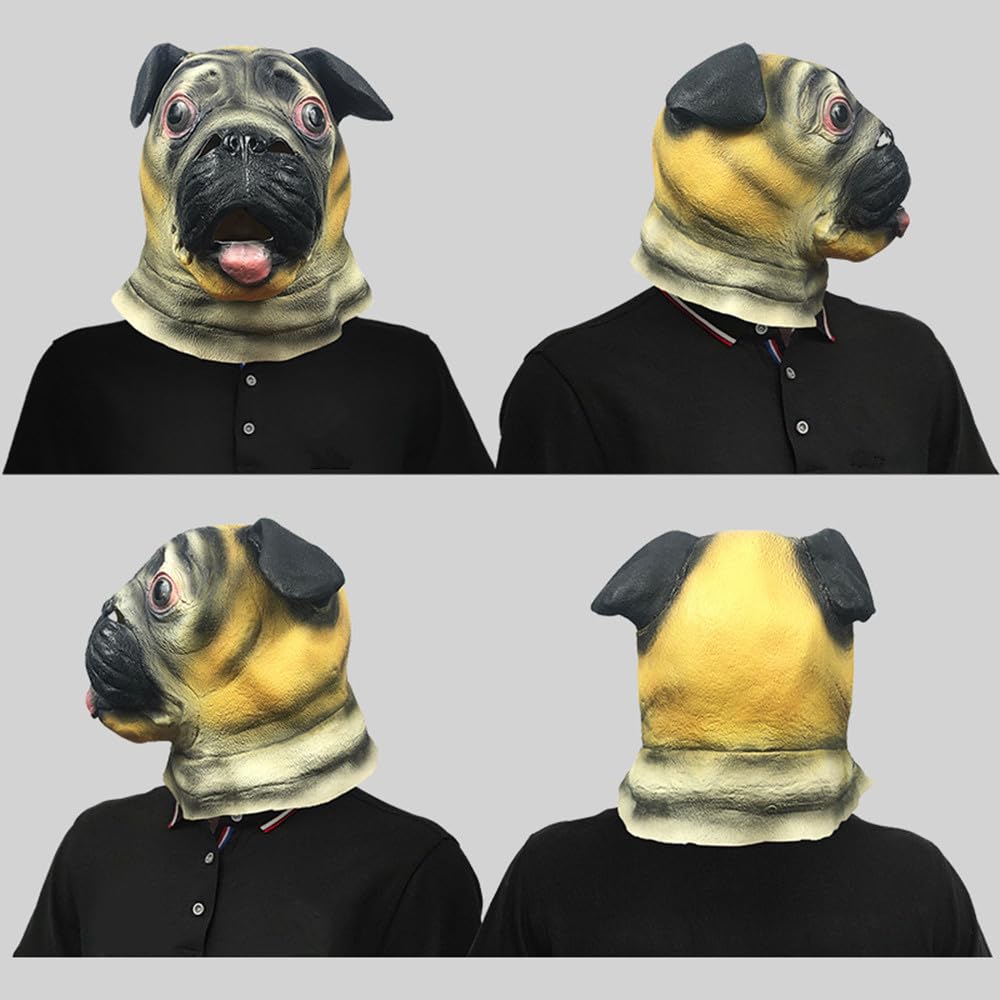 Shar Pei maska na głowę psa na Halloween, kostium na całą twarz, maski, zwierzę, lateks, cosplay, przebranie, rekwizyty