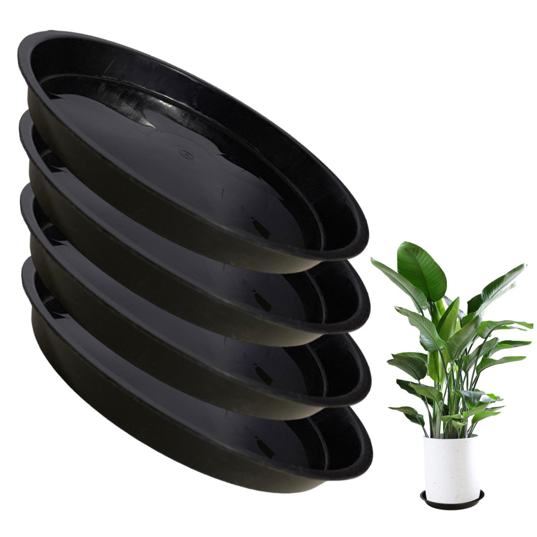 Acheter LWALRS Lot De 4 Soucoupes Rondes En Plastique Pour Pot Fleurs 35,6 Cm Intérieur Et Extérieur ? Comparer Chez