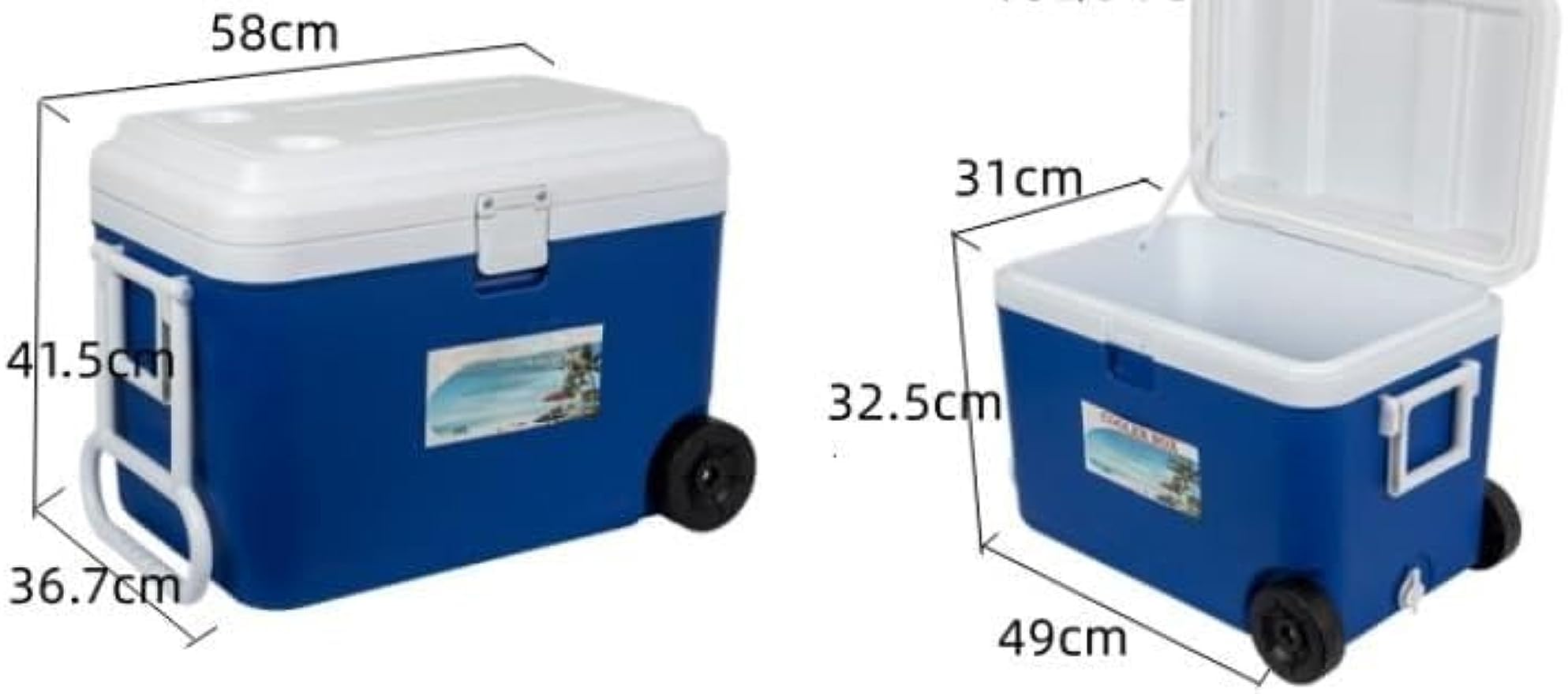 Amazon | 50Lクーラーキャスター付き大容量大型屋外魚釣BBQの食材業務