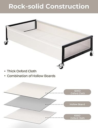 Miniatura 4 de StorageWorks Almacenamiento debajo de la cama con ruedas, paquete de 2 contenedores de almacenamiento debajo de la cama, contenedores organizadores