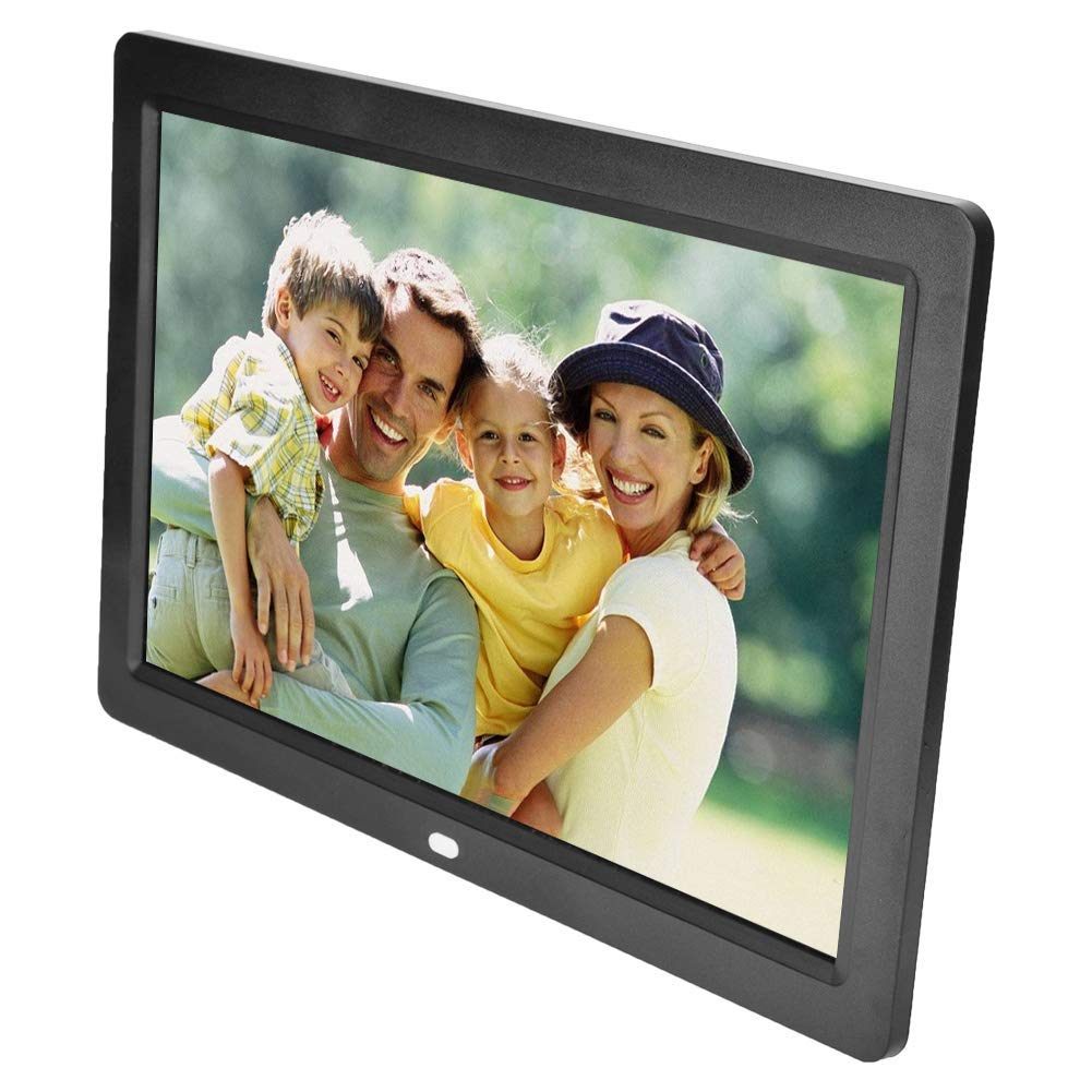 Cornice digitale, full HD 12 pollici 1280 * 800HD display foto/musica/lettore video calendario sveglia timer di accensione/spegnimento automatico con telecomando(nero)
